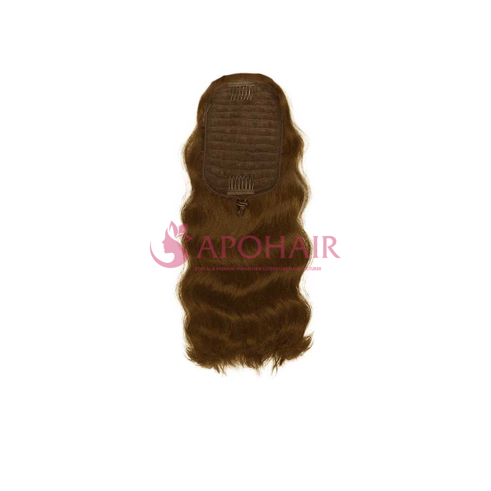 Natural Wavy Dark Brown Drawstring Ponytail