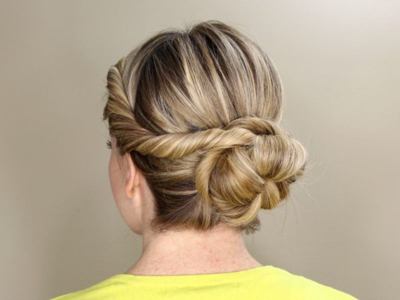 Twited bun hairstyles with 26 inch clip in