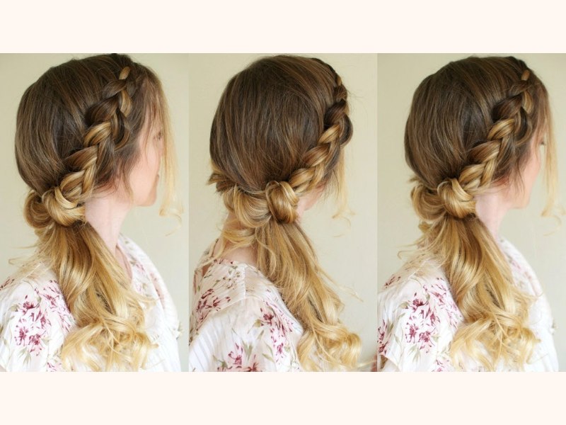 Side-swept braided headband with modern finish