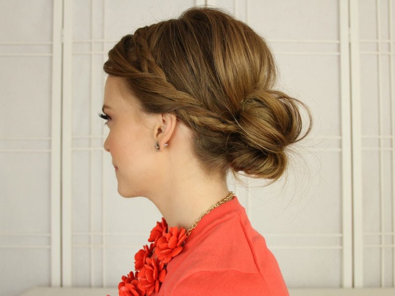 Braided headband with messy bun for an effortlessly chic style perfect for any occasion