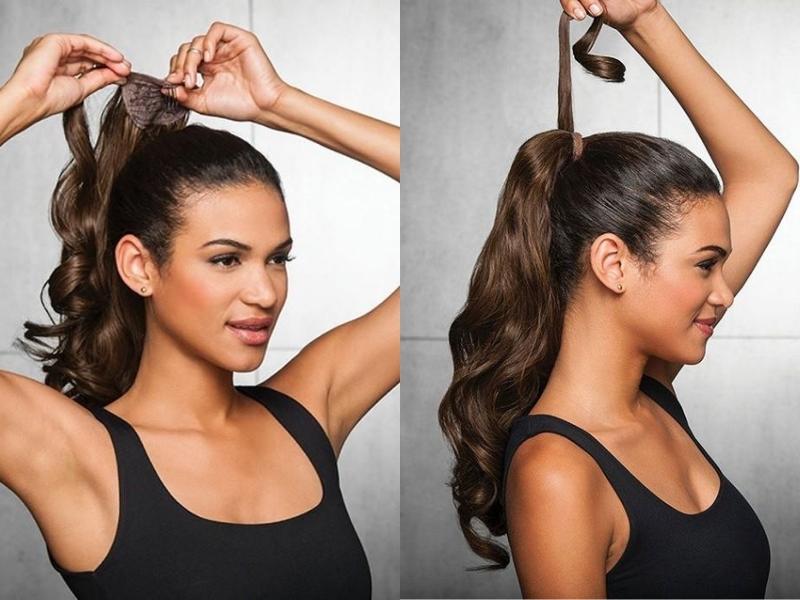 Steps on how to put in a drawstring ponytail