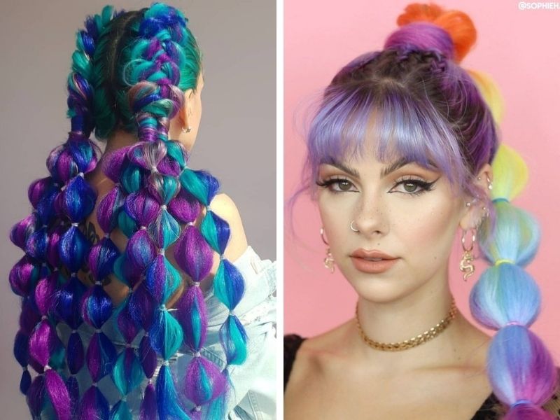 Rainbow Bubble Ponytail