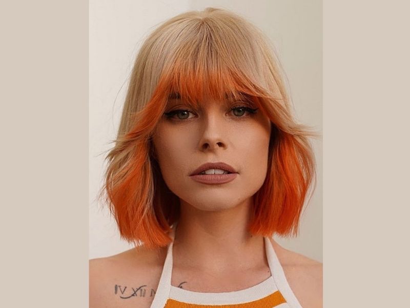 Retro bob with blonde and orange