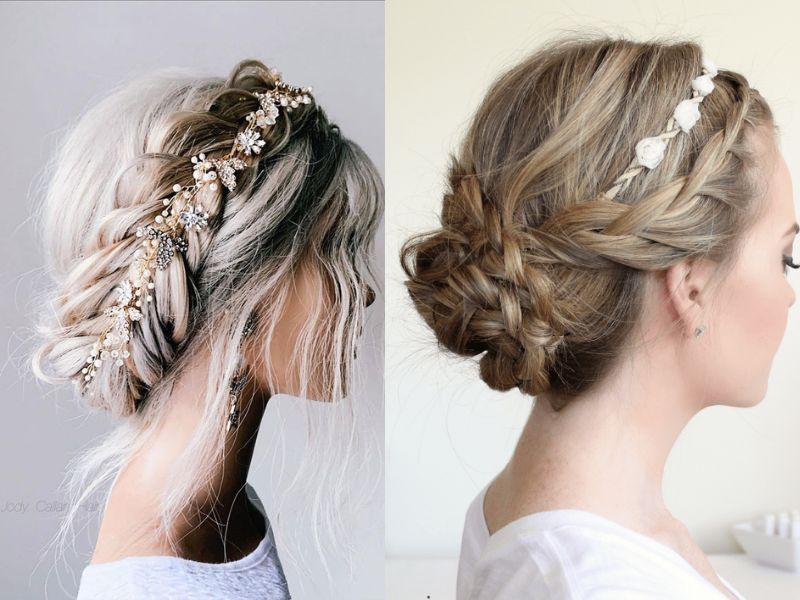 Crown braid with jewel accessories