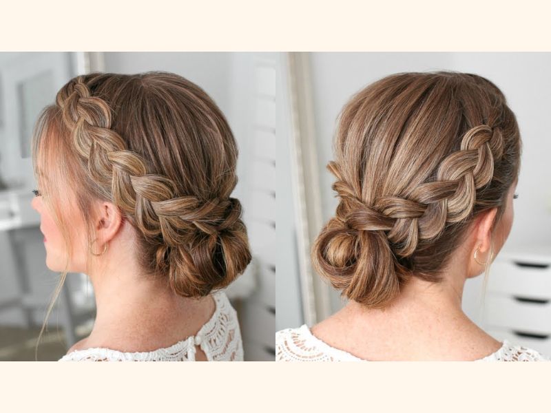 Dutch braid in a bun bring an elegant look