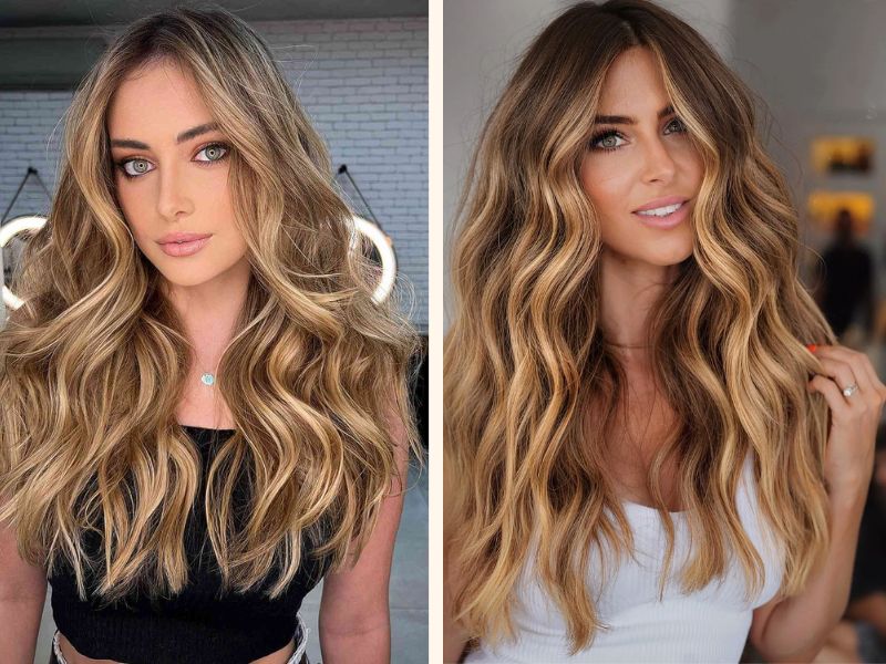 Honey blonde highlights add warmth and radiance to your tresses