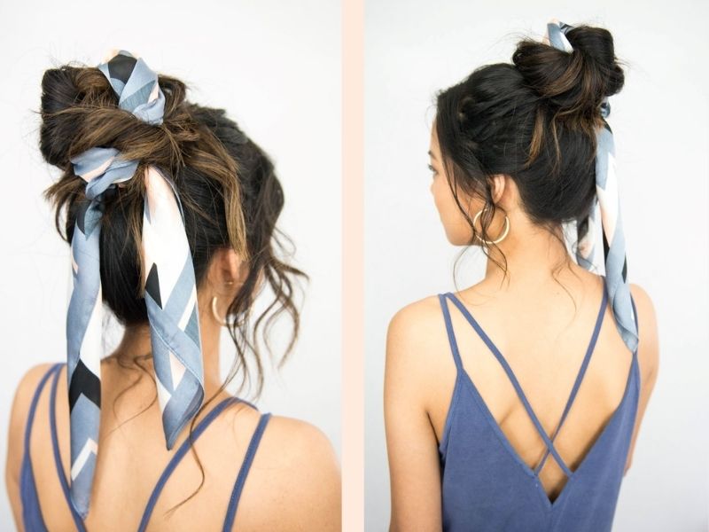 Messy Bun with Scarf