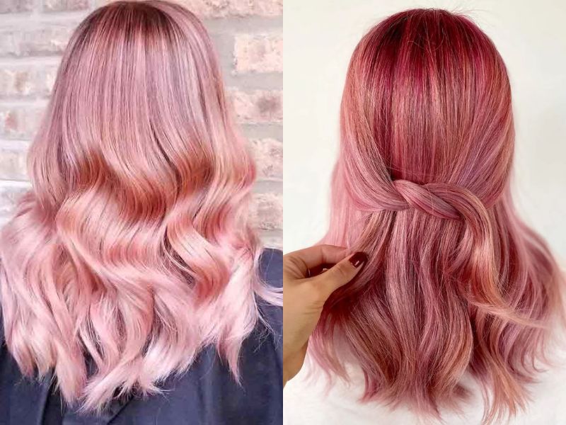 Mid-length Rose Gold Waves - haircuts for wavy hair medium length