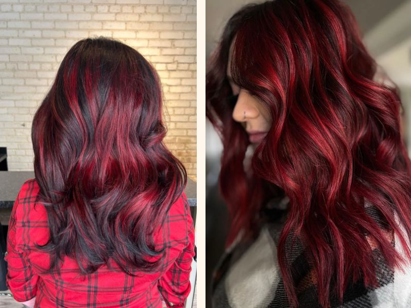 Red highlights are a great choice for the bold and the daring