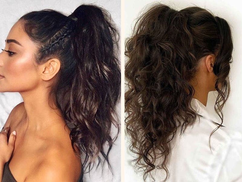 Tousled wavy hair with ponytail hair extensions