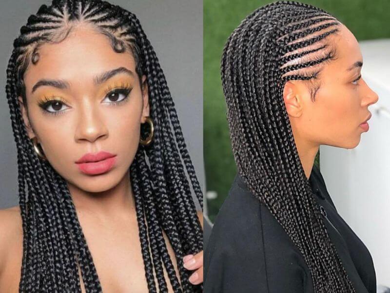 Box Braids with Cornrows