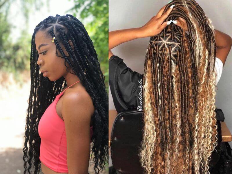 Box Braids with Faux Locs