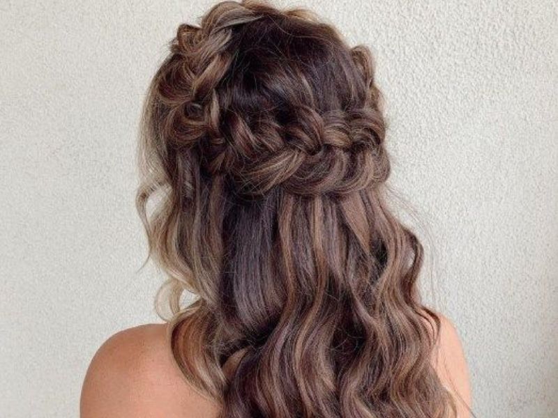 Half-Up Half-Down Braided Crown