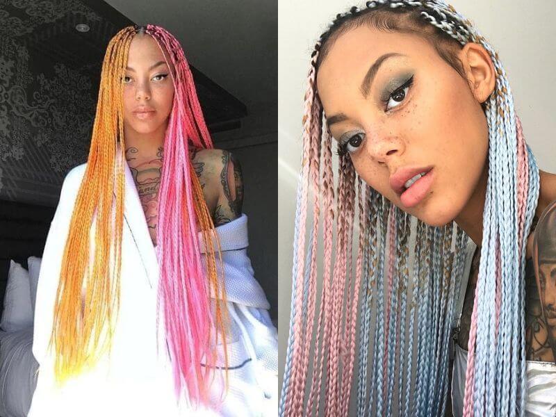 Mixed colors box braids