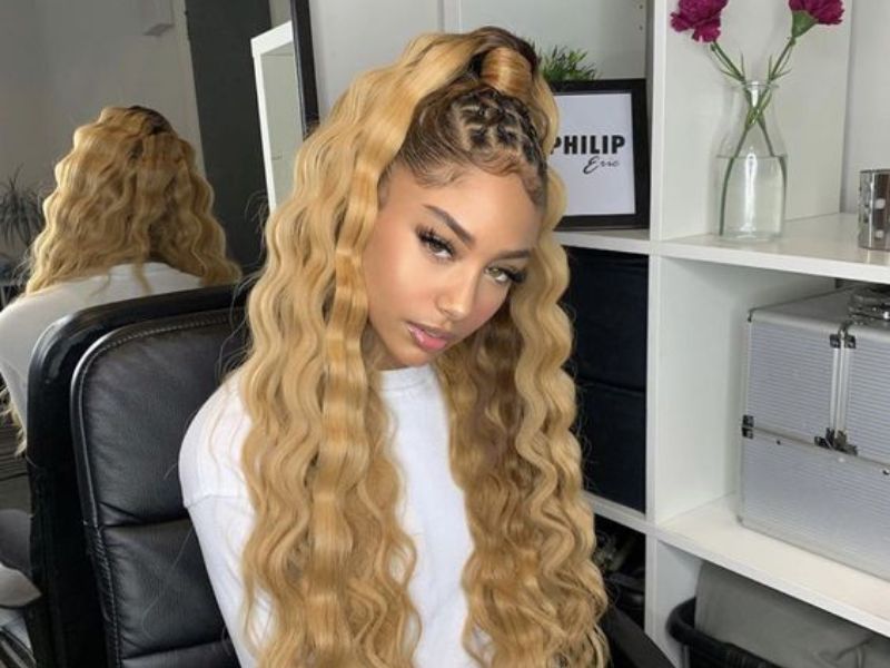 Blonde half up half down hairstyles quick weave