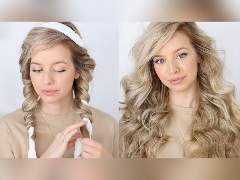 Using the robe ties is one of the easy ways to curl your hair overnight