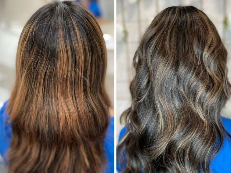 Toner on brown hair before and after