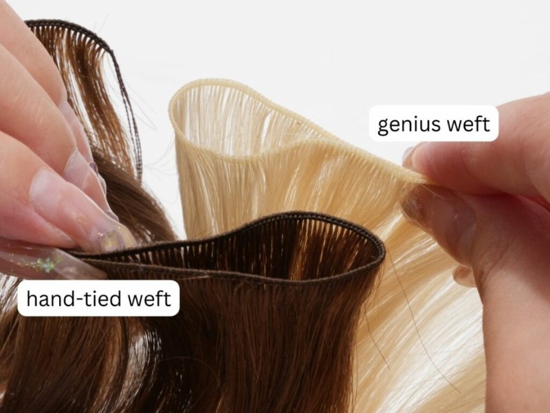 Genius weft has both the thin and light structure of a hand-tied and durable of machine weft