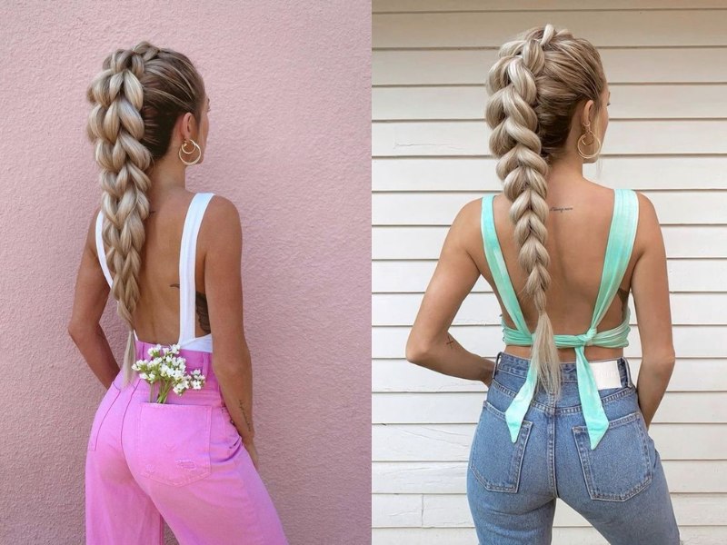 This intricate braid adds a bohemian touch to any look