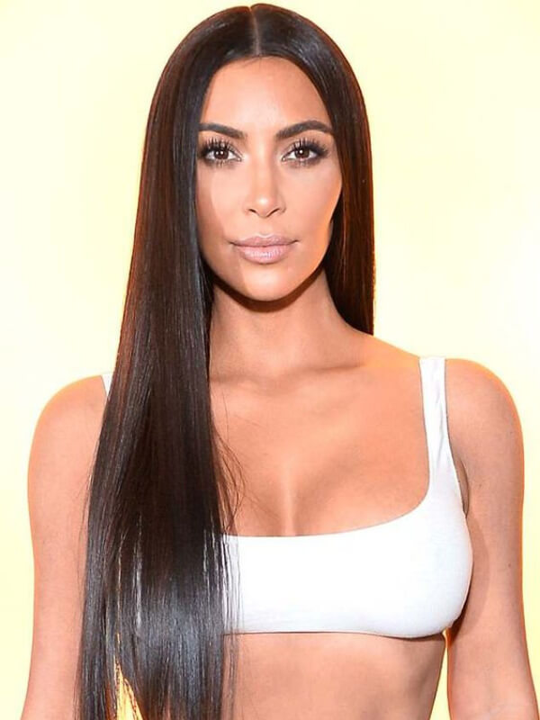 Kim k straight black hair hotsell