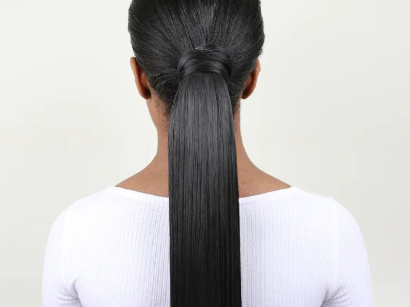 Long black ponytail