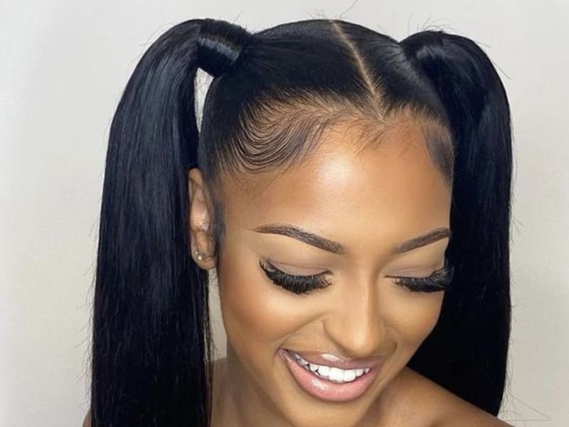 Pigtail with lace front wig