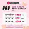 Apohair Package 3pcs Closure Kinky Straight 5×5