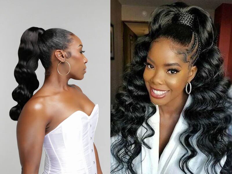 Sleek Ponytail with Body Waves