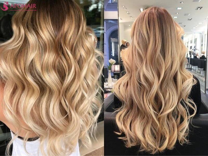 Brunette-Blonde highlight - transform from brunette at the roots to blonde at the ends