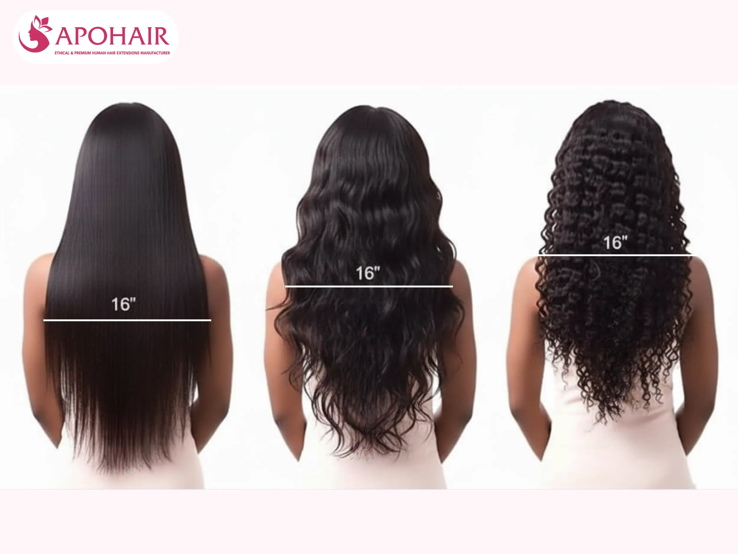 16-inch hair creates three distinct looks based on texture