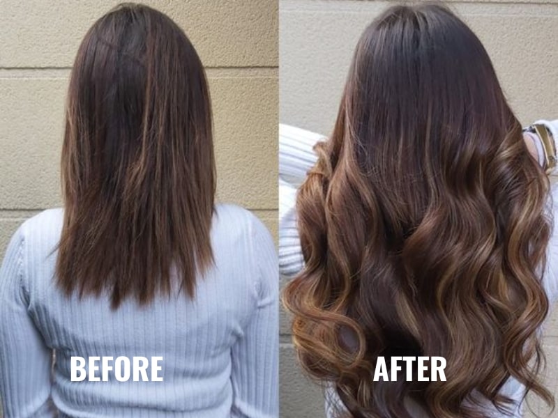 Hair extensions attached to your natural hair to add length, volume, or both