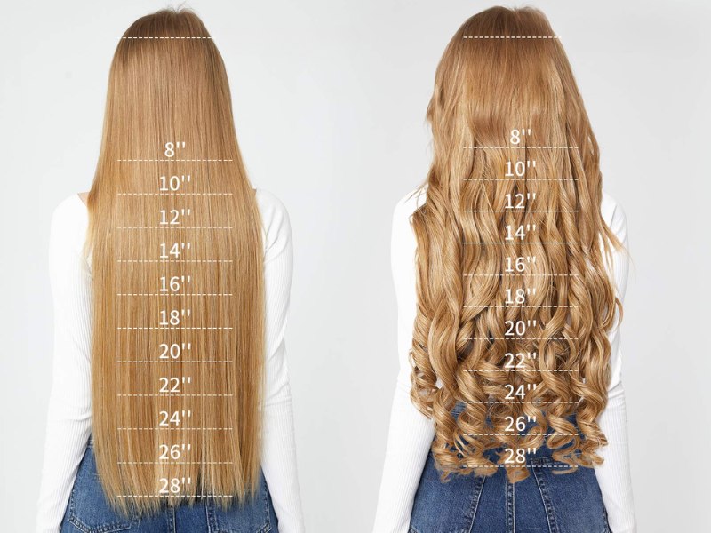 The wavy and curly texture will appear shorter in the same length with straight texture