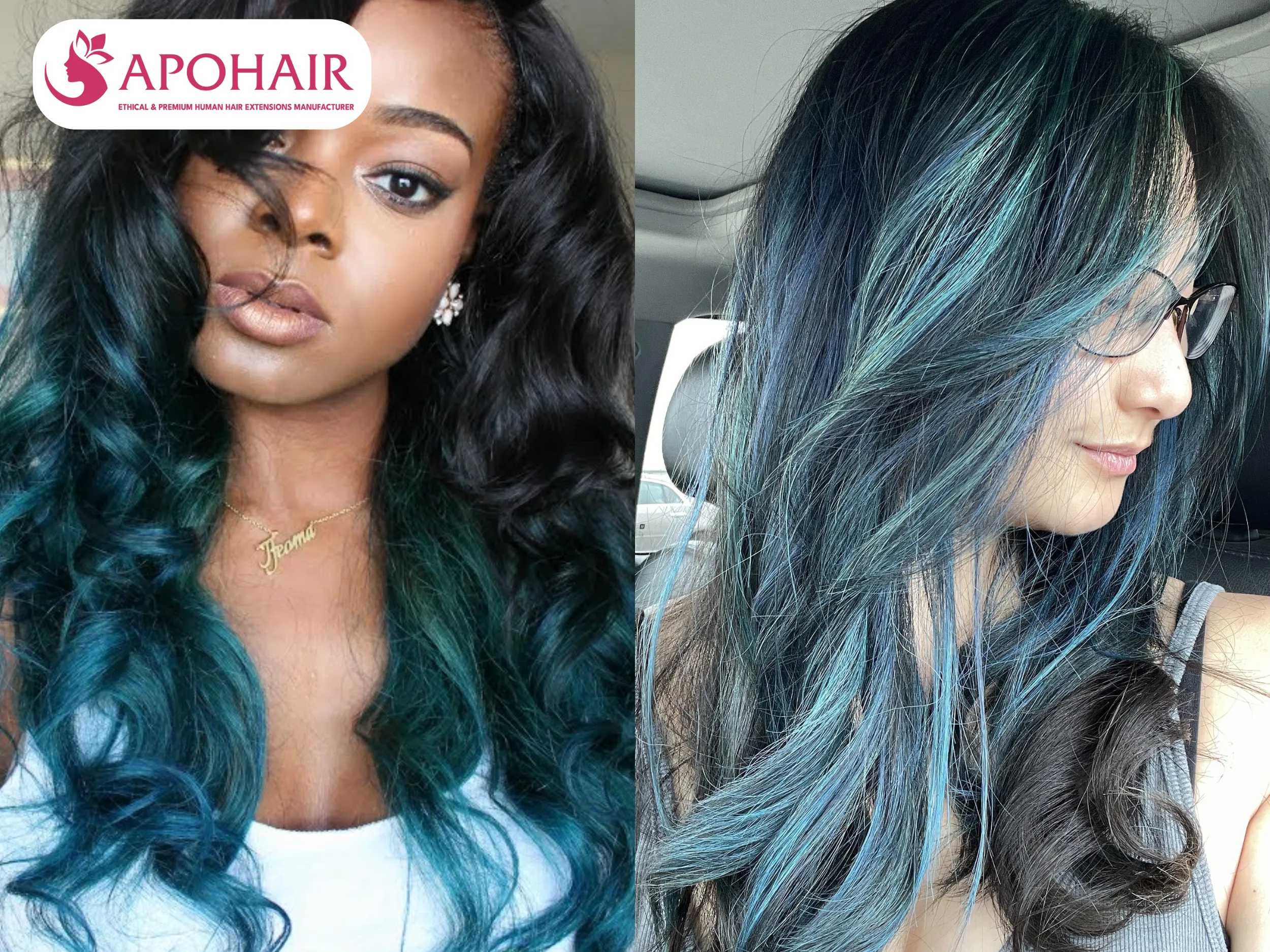 black and blue mermaid curls
