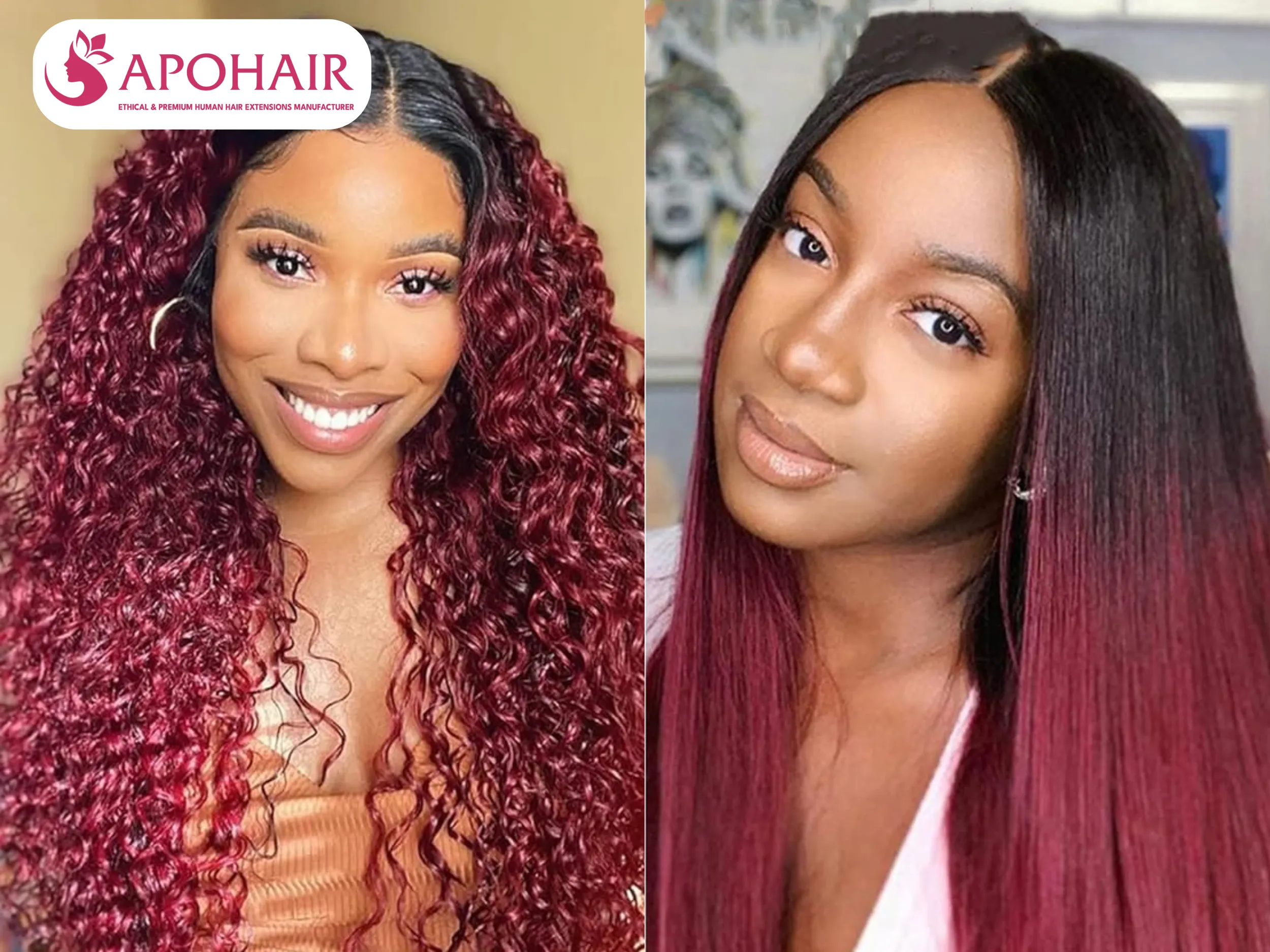 fiery red ombre clip ins