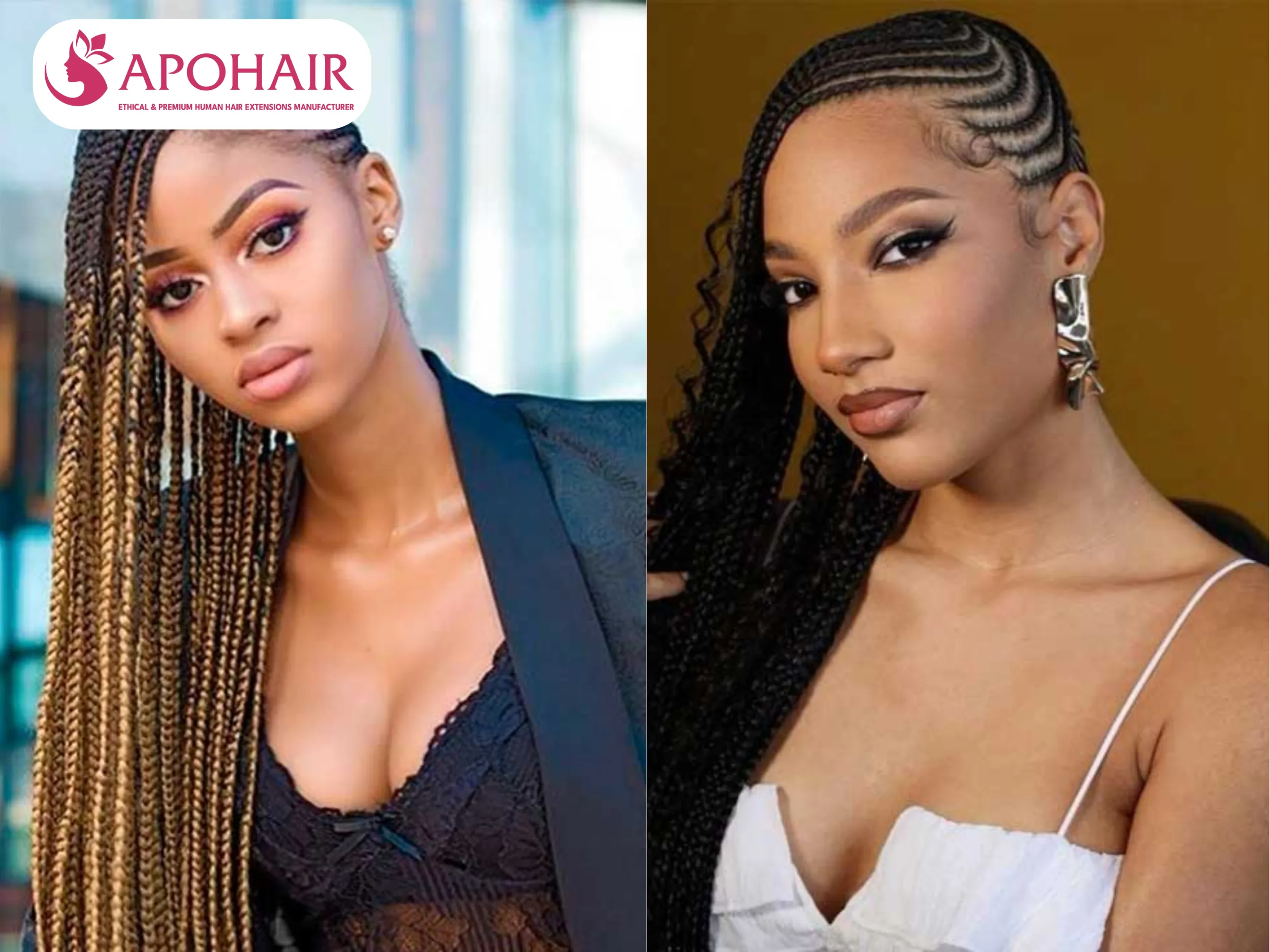 side swept mixed cornrows