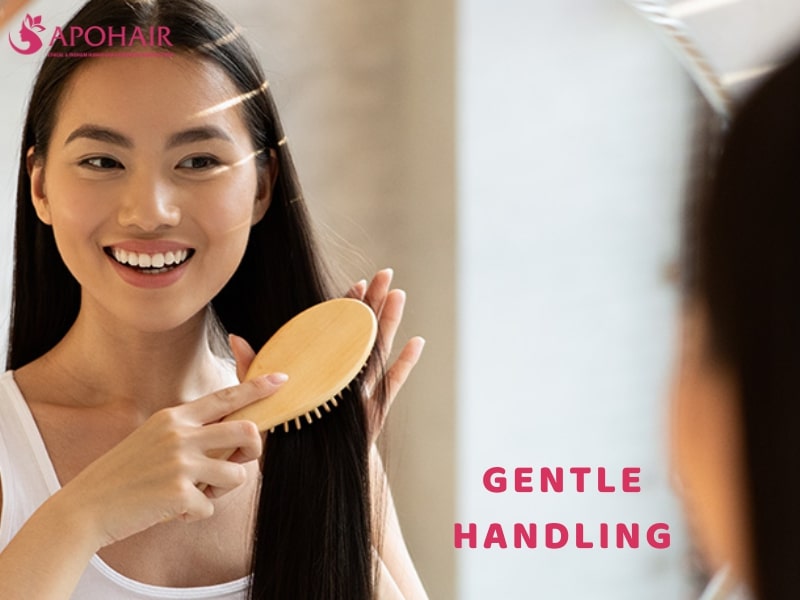 Use a wide-tooth comb to detangle the hair gently