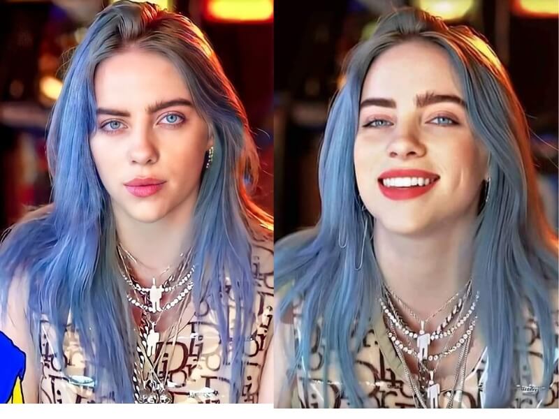 Billie Eilish hairstyles: Smoke blue colored