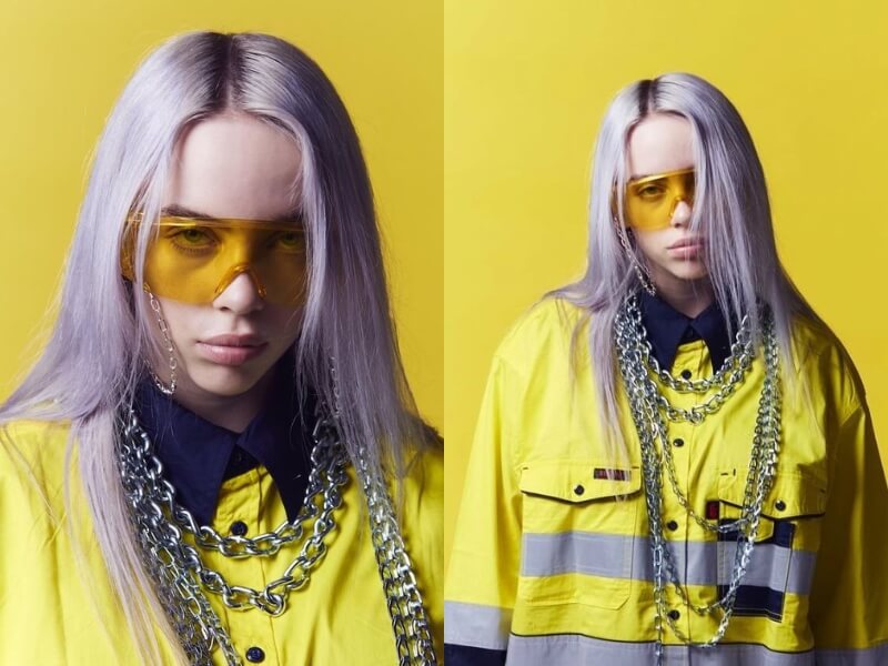 Billie Eilish hairstyles: lavender-colored hair