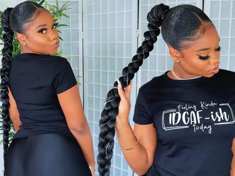 Megan Thee Stallion hairstyles: High ponytail with baby hair