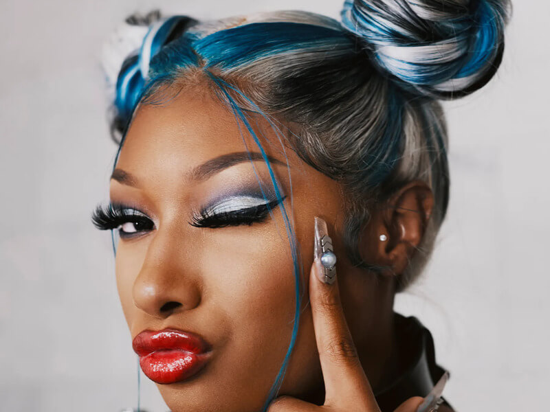 Megan Thee Stallion hairstyles: two-sides buns