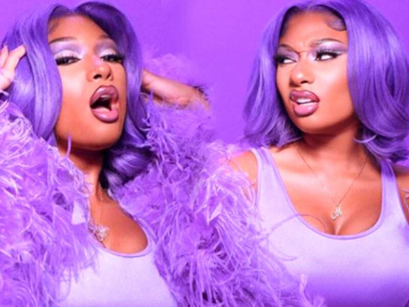 Megan Thee Stallion hairstyles: purple hues