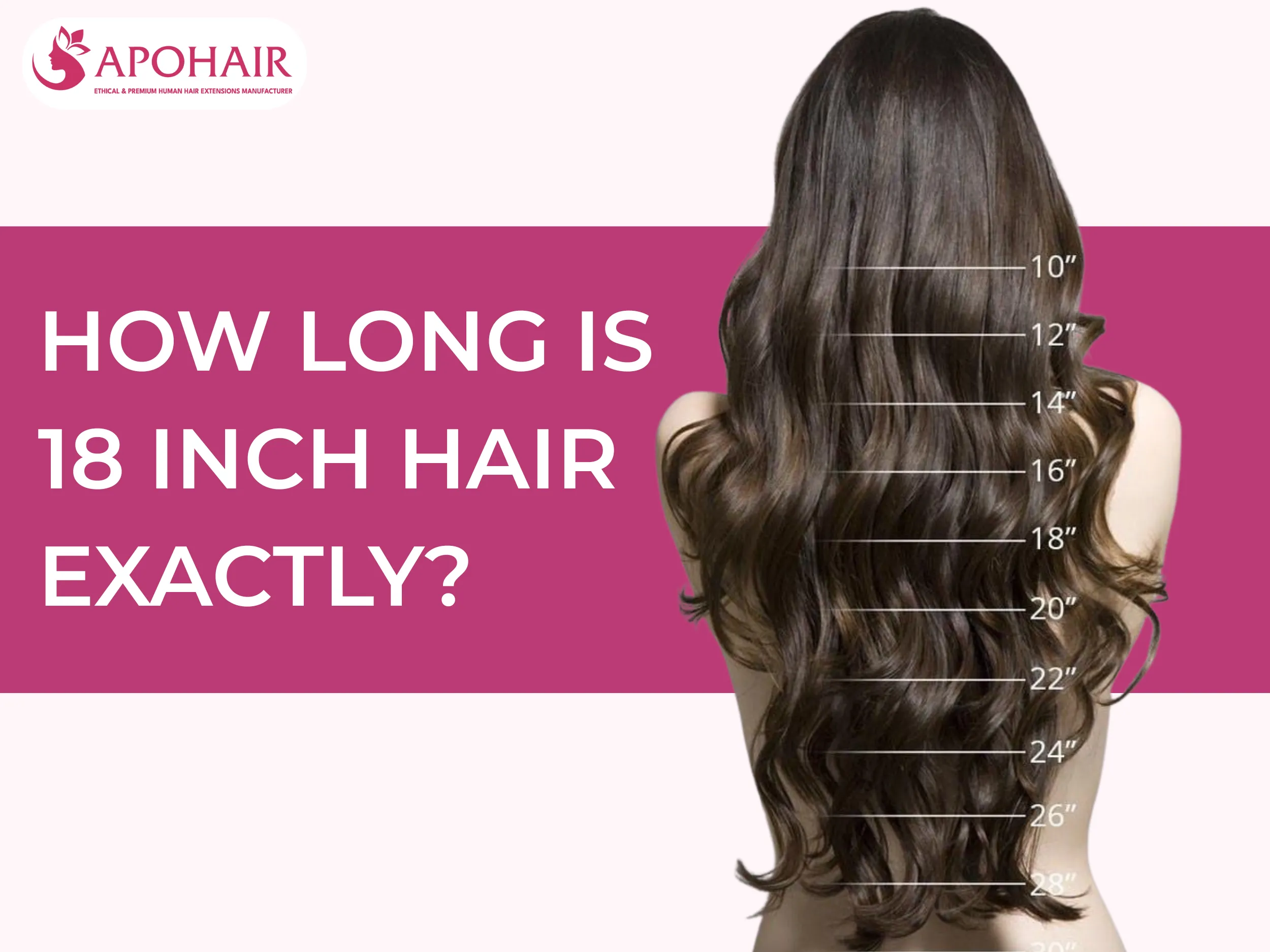 18-inch hair measures exactly 45 cm (18 inches) from root to tip when pulled straight and laid flat