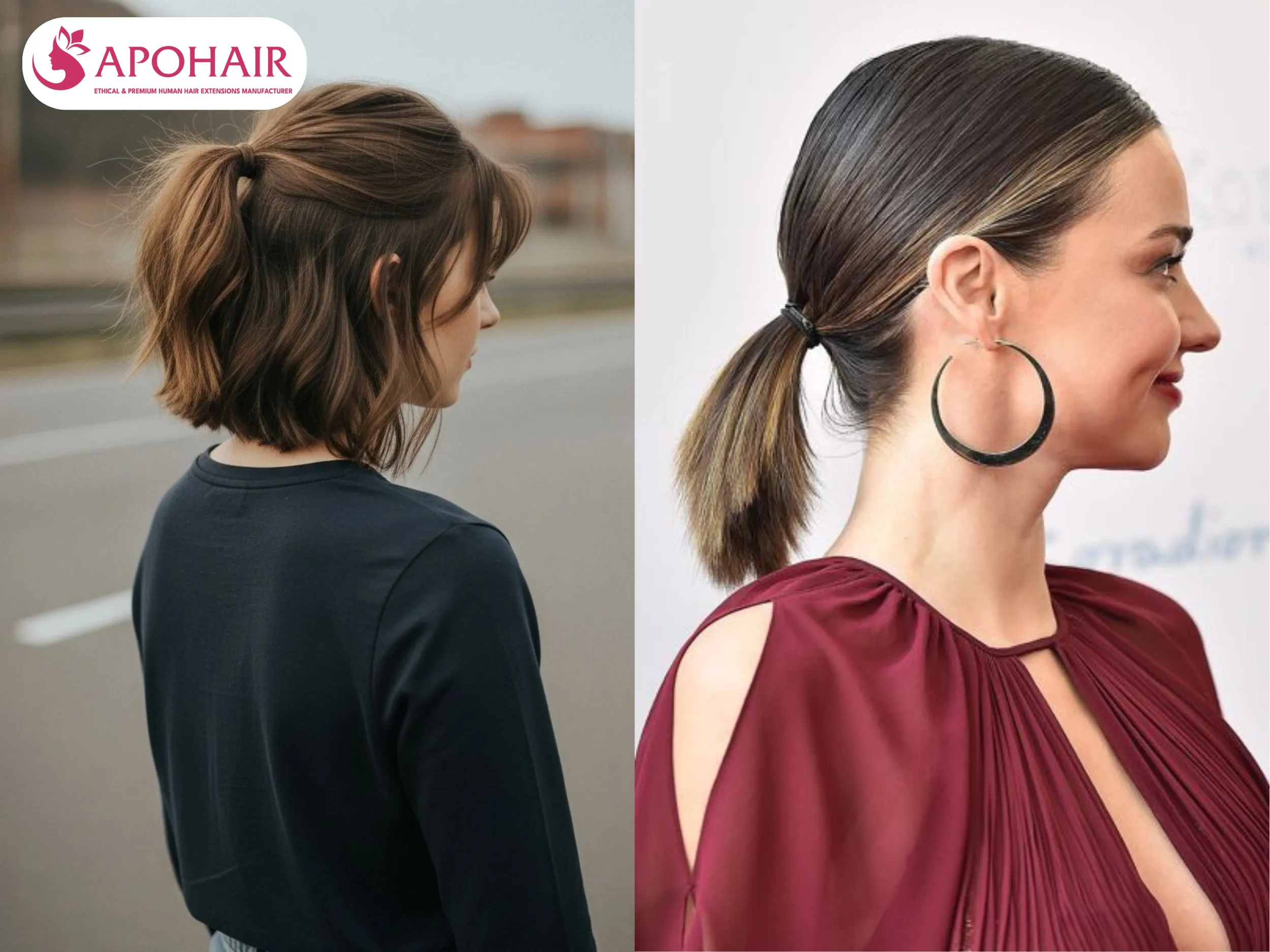 Short Ponytail or Low Bun