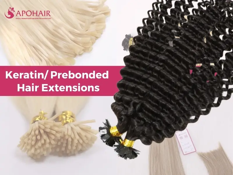 Keratin extensions feature individual strands with small tips that bond to your natural hair
