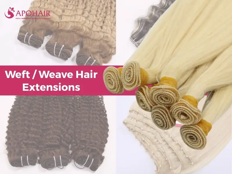 Weft extensions create thick, voluminous curtains of hair