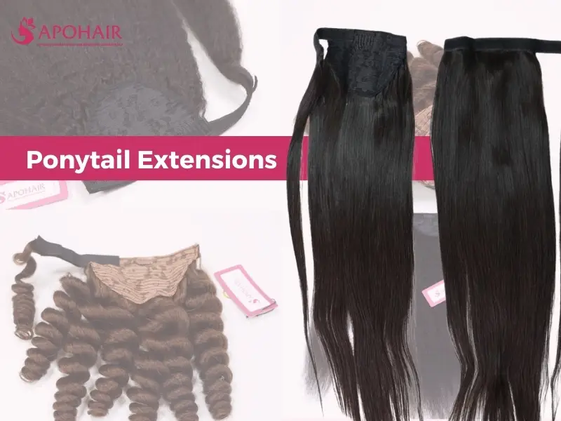 Ponytail extensions secure over your natural bun using a built-in comb and wraparound hair strip