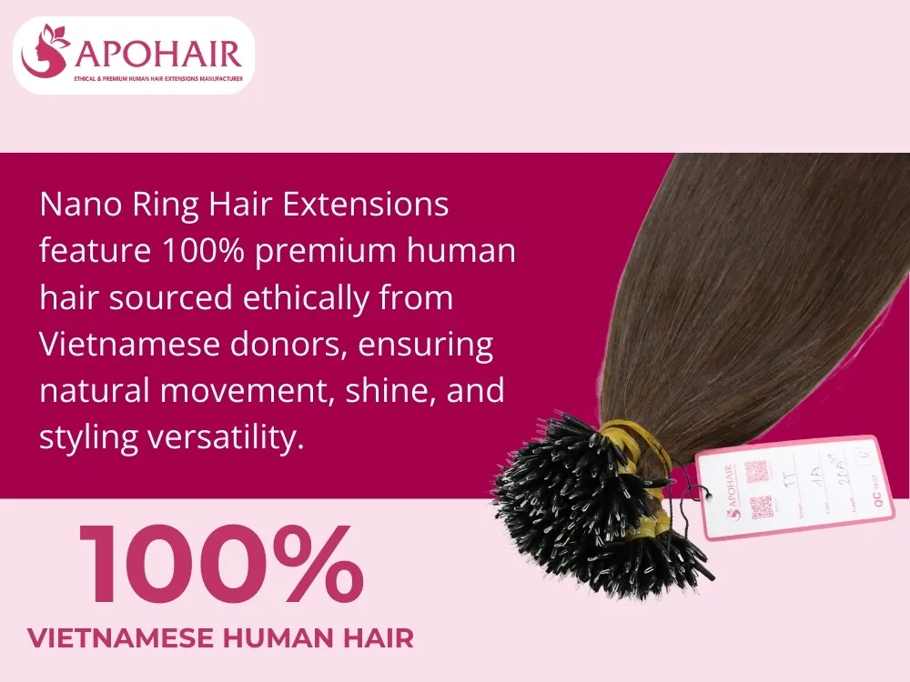 These ethically sourced Vietnamese nano ring extensions use human hair for natural movement