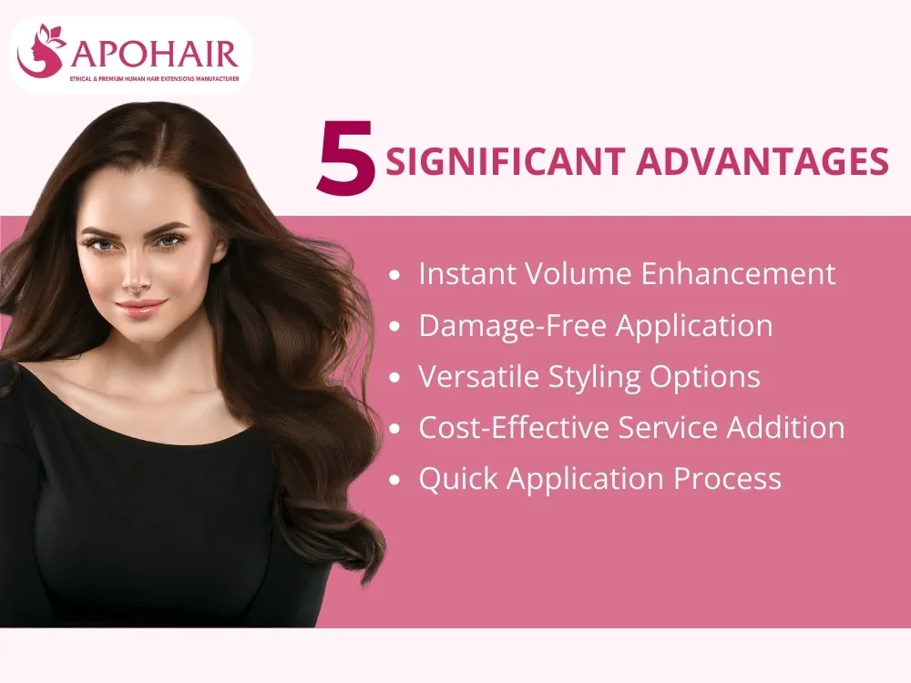 Clip-in extensions deliver immediate transformation, preserving natural hair health with non-permanent attachment