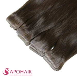 natural straight invisible tape in close up hair