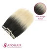 ombre color kinky straight long tape in hair extensions at apohair